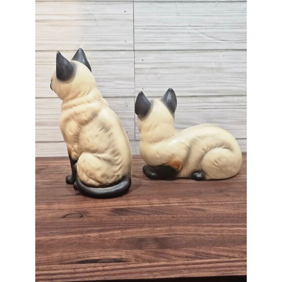 Set of 2 Vintage Ceramic Siamese Cat Figurines - Picture 8 of 10